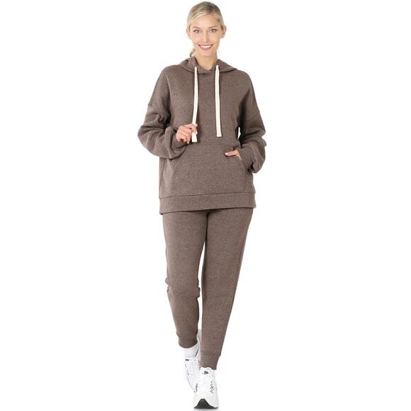 Melange Velboa hoodie & jogger Pants set (Mocha)- Medium - Picture 1 of 6